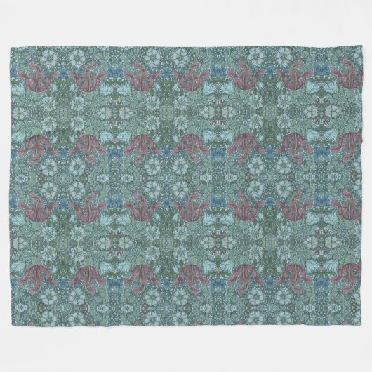  bloemmotief groen blauw rood wit fleece deken (Voorkant (Horizontaal))