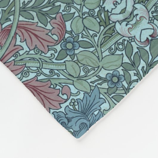  bloemmotief groen blauw rood wit fleece deken (Hoek)