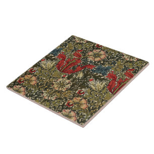  bloemmotief groen blauw rood wit tegeltje