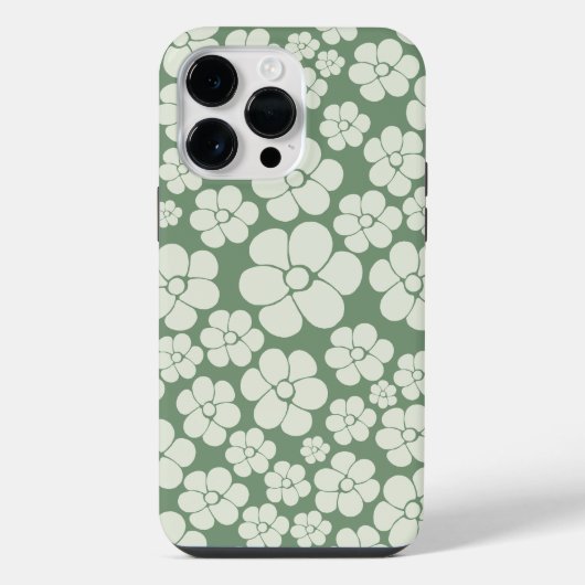 Bloemmotief - Groen iPhone Hoesje (Achterkant)