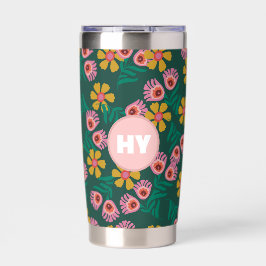 Bloemmotief groen leuk monogram Waterfles Geïsoleerde Drinkbeker