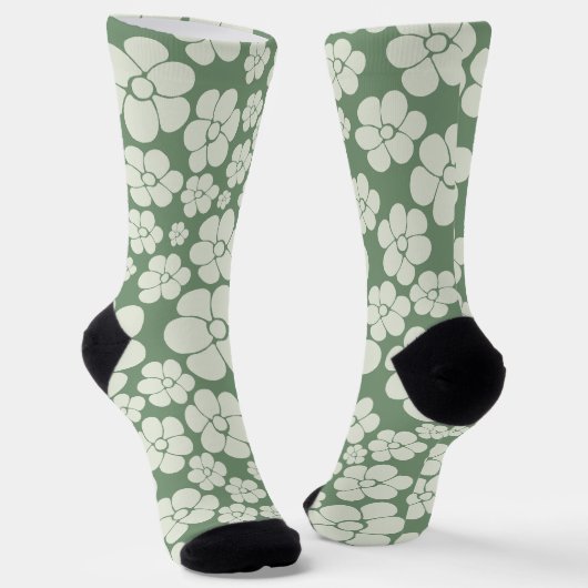 Bloemmotief - Groen Sokken (Gebogen)