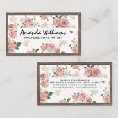 Bloemmotief | Houten Rand Visitekaartje (Voorkant / Achterkant)