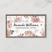 Bloemmotief | Houten Rand Visitekaartje (Voorkant)