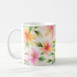 Bloemmotief in aquarel stijl koffiemok