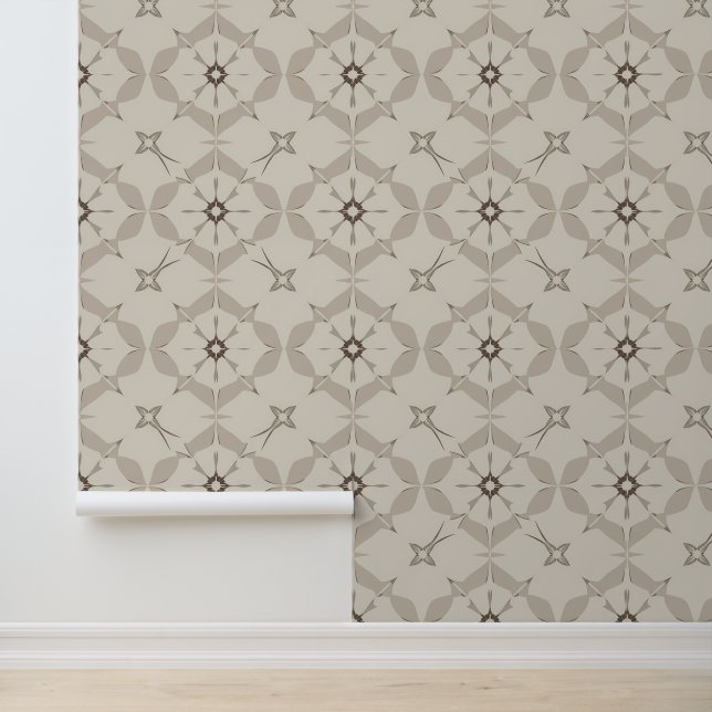  bloemmotief in beige tinten behang (Applicatie)