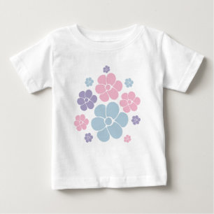 Bloemmotief in blauw, lila en roze