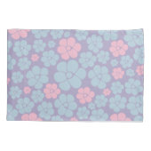 Bloemmotief in blauw, lila en roze kussensloop (Achterkant)
