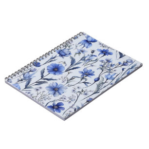 Bloemmotief in botanisch blauw notitieboek