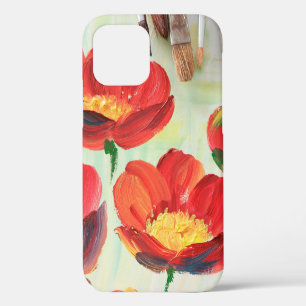 Bloemmotief in de vorm van abstractie. Ontwerp iPhone 12 Hoesje