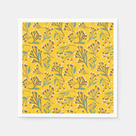 Bloemmotief in delicate takken en knoppen servet