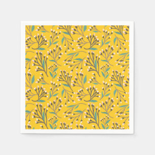 Bloemmotief in delicate takken en knoppen servet