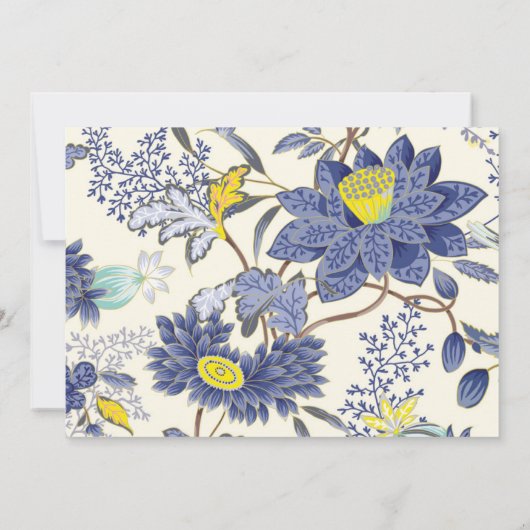 Bloemmotief in geel en blauw Uitnodiging (Achterkant)