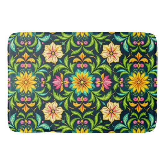 Bloemmotief in levendige kleuren badmat (Voorkant)