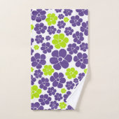 Bloemmotief in limoengroen en Paarse Bad Handdoek (Handdoek)