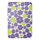 Bloemmotief in limoengroen en Paarse Badmat (Voorkant Verticaal)