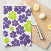 Bloemmotief in limoengroen en Paarse Theedoek (Quarter Fold)