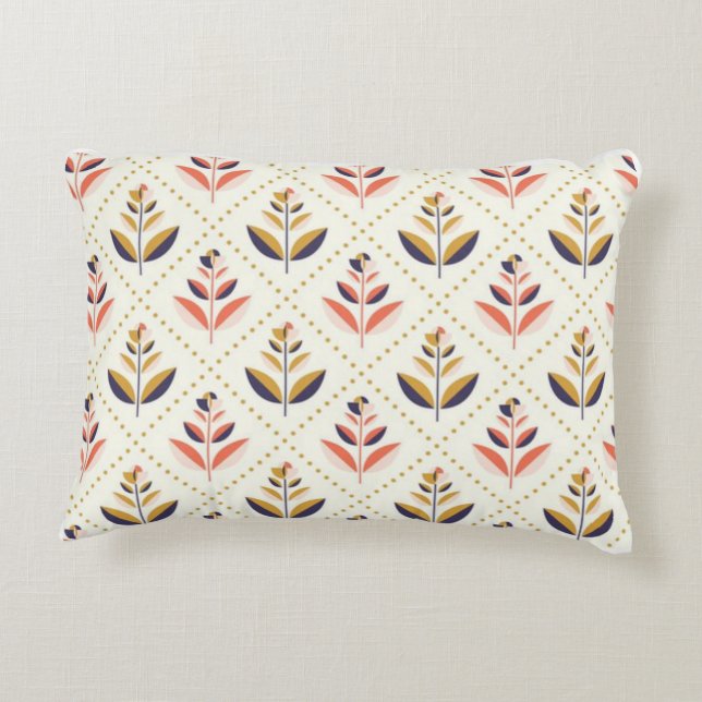 Bloemmotief in mid-century modern stijl accent kussen (Achterkant)