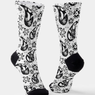 Bloemmotief in paisley-patroon in wit ontwerp  sokken