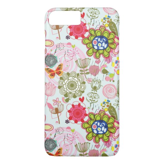 Bloemmotief in retro stijl 2 Case-Mate iPhone case (Achterkant)