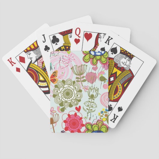 Bloemmotief in retro stijl 2 speelkaarten (Achterkant)
