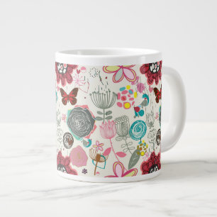 Bloemmotief in retro stijl 5 grote koffiekop
