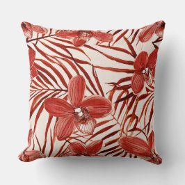 Bloemmotief in rood patroon kussen