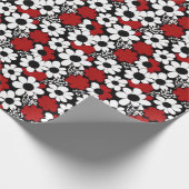  bloemmotief in rood, zwart en wit cadeaupapier (Hoek)