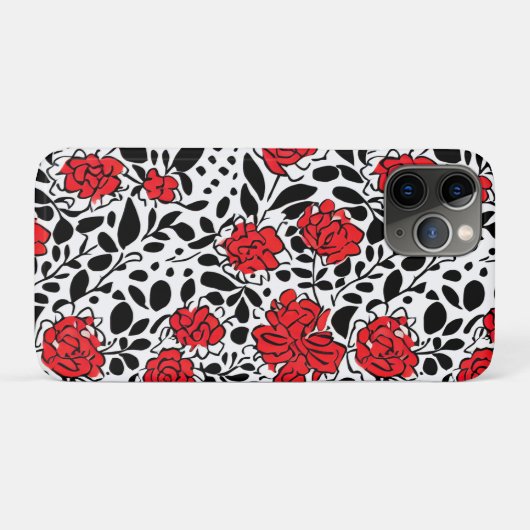  bloemmotief in rood, zwart en wit Case-Mate iPhone case (Achterkant (horizontaal))