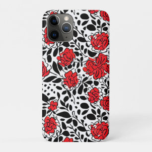  bloemmotief in rood, zwart en wit Case-Mate iPhone case