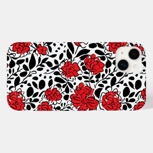  bloemmotief in rood, zwart en wit Case-Mate iPhone case (Achterkant (horizontaal))