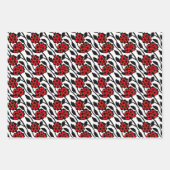 bloemmotief in rood, zwart en wit inpakpapier vel (Voorkant 2)