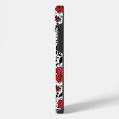  bloemmotief in rood, zwart en wit iPhone hoesje (Linkerkant)