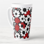  bloemmotief in rood, zwart en wit latte mok (Linkerhoek)