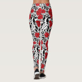  bloemmotief in rood, zwart en wit leggings (Achterkant)