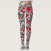  bloemmotief in rood, zwart en wit leggings (Voorkant)