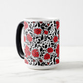  bloemmotief in rood, zwart en wit magische mok (Voorkant links)