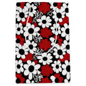  bloemmotief in rood, zwart en wit medium cadeauzakje (Voorkant)
