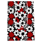  bloemmotief in rood, zwart en wit medium cadeauzakje (Achterkant)