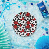  bloemmotief in rood, zwart en wit papieren bordje (Feest)