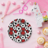  bloemmotief in rood, zwart en wit papieren bordje (Feest)