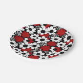  bloemmotief in rood, zwart en wit papieren bordje (Gekanteld)