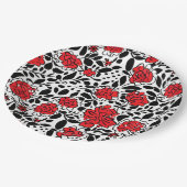  bloemmotief in rood, zwart en wit papieren bordje (Gekanteld)
