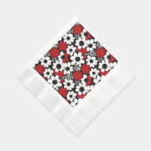 bloemmotief in rood, zwart en wit servet (Hoek)