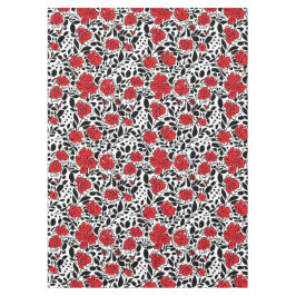  bloemmotief in rood, zwart en wit tafelkleed