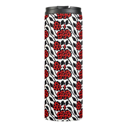  bloemmotief in rood, zwart en wit thermosbeker (Achterkant)