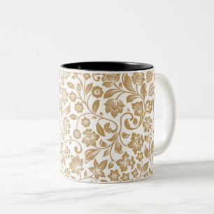 Bloemmotief in vintage botanische stijl tweekleurige koffiemok