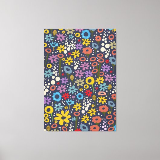 Bloemmotief in vintage stijl canvas afdruk (Voorkant)