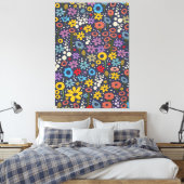 Bloemmotief in vintage stijl canvas afdruk (Insitu (Slaapkamer))