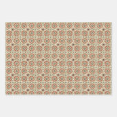  bloemmotief in warm rood, koraal inpakpapier vel (Voorkant)